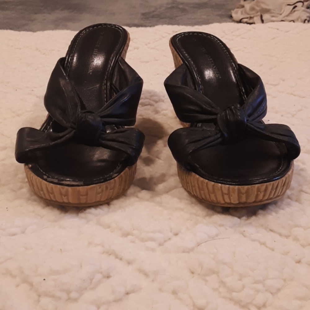 Black slip on wedge  sandals